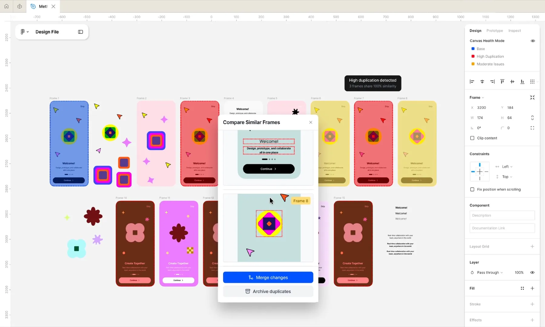 Colorful Figma canvas health design exploration