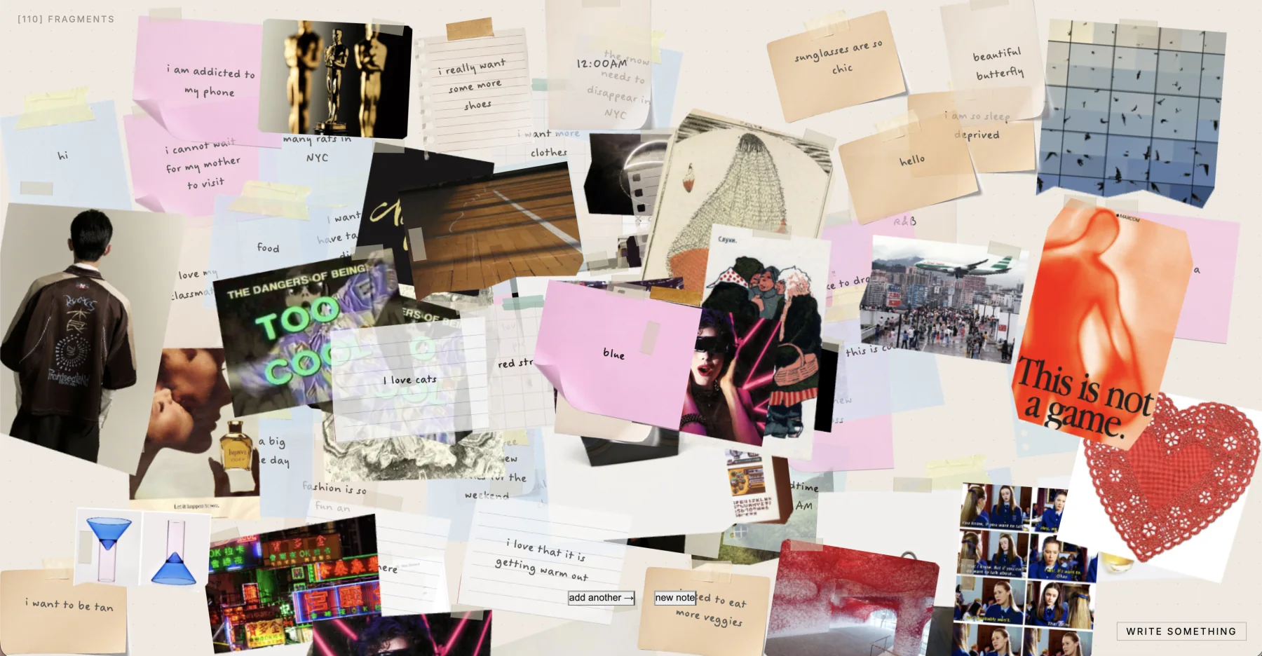 Fragments visual collage of notes, photography, and design references