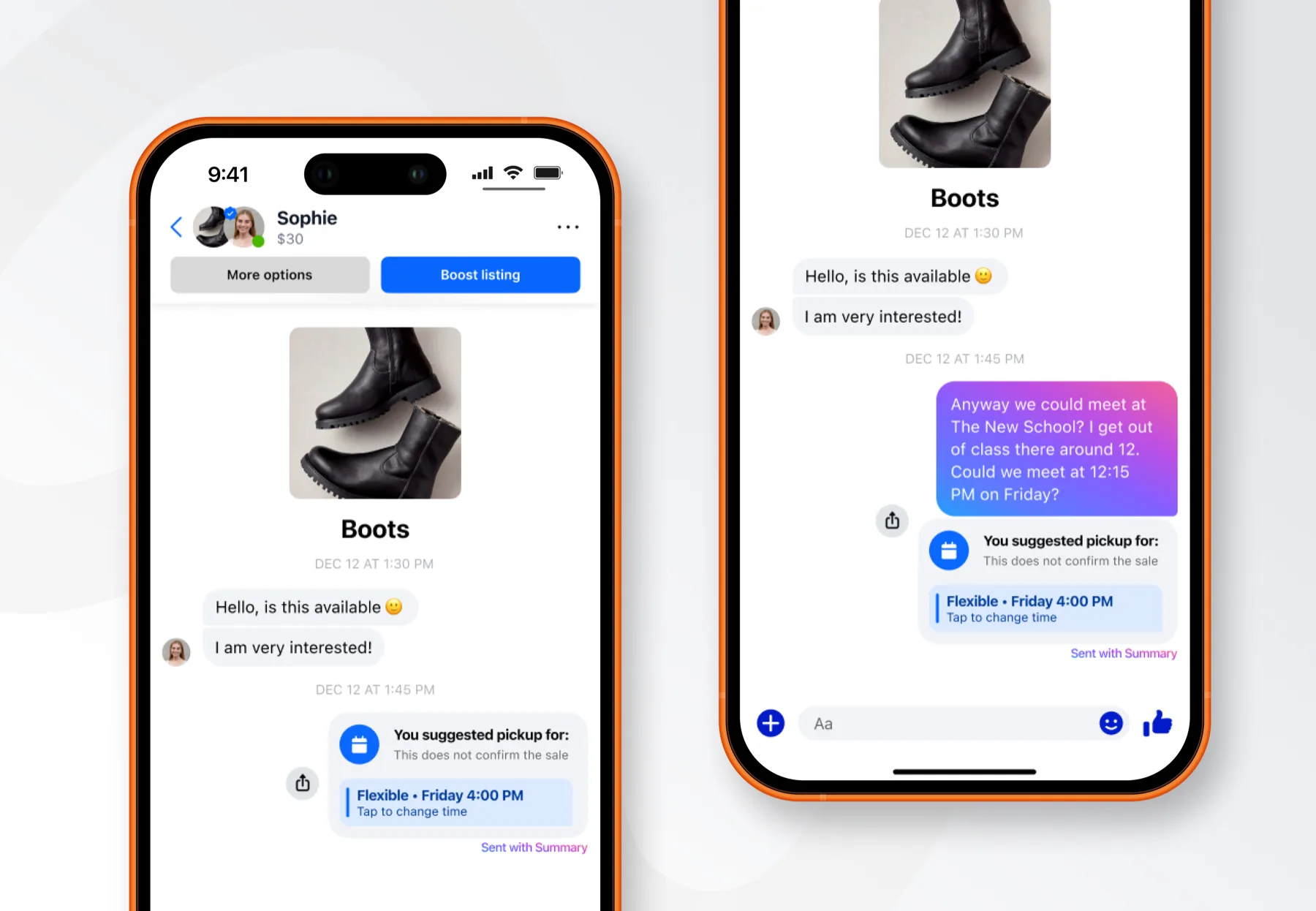 Meta Marketplace pickup scheduling flow