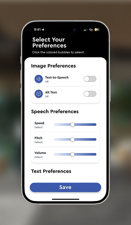 Select preferences screen