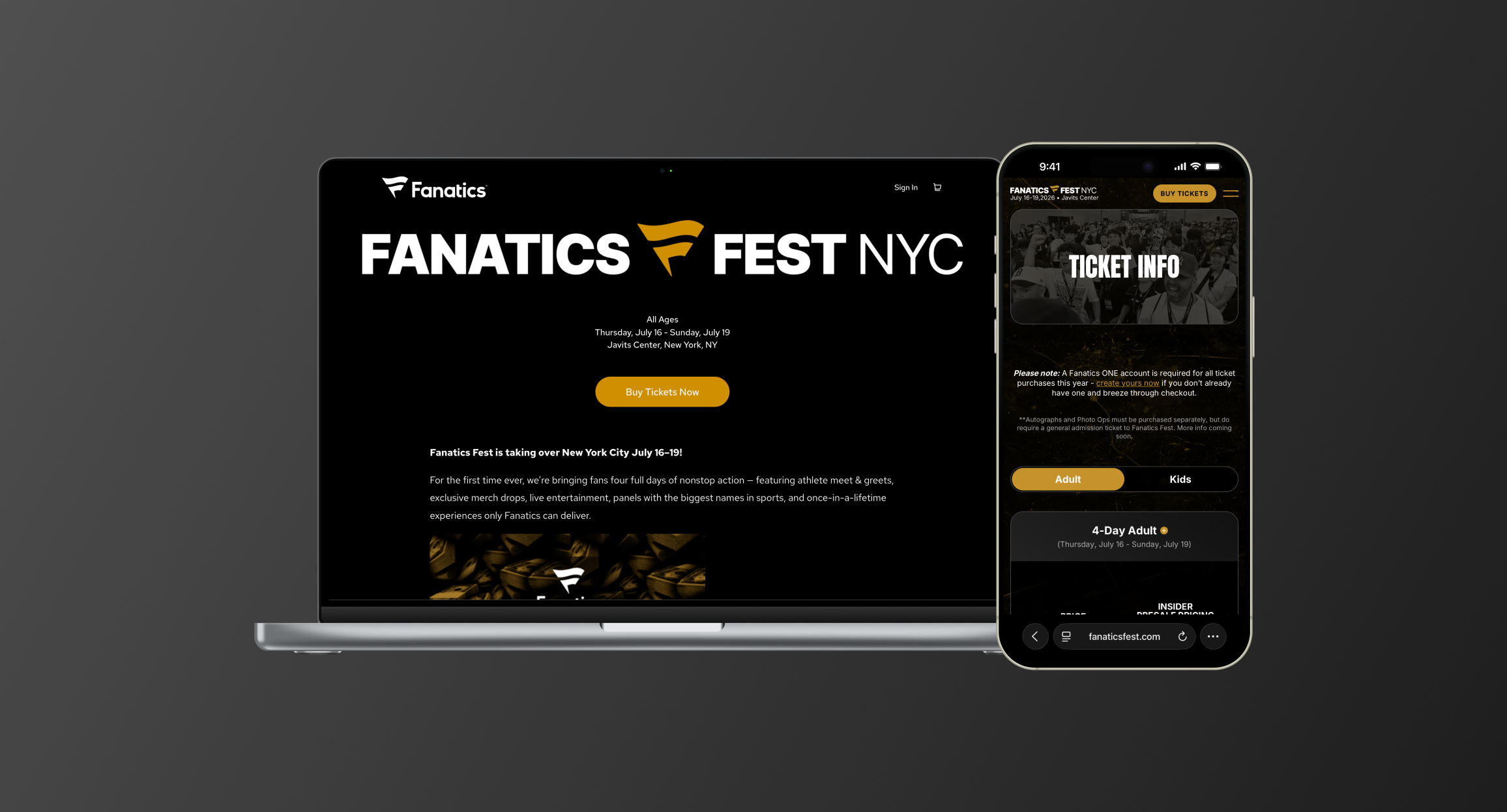 Fanatics Fest old ticketing site