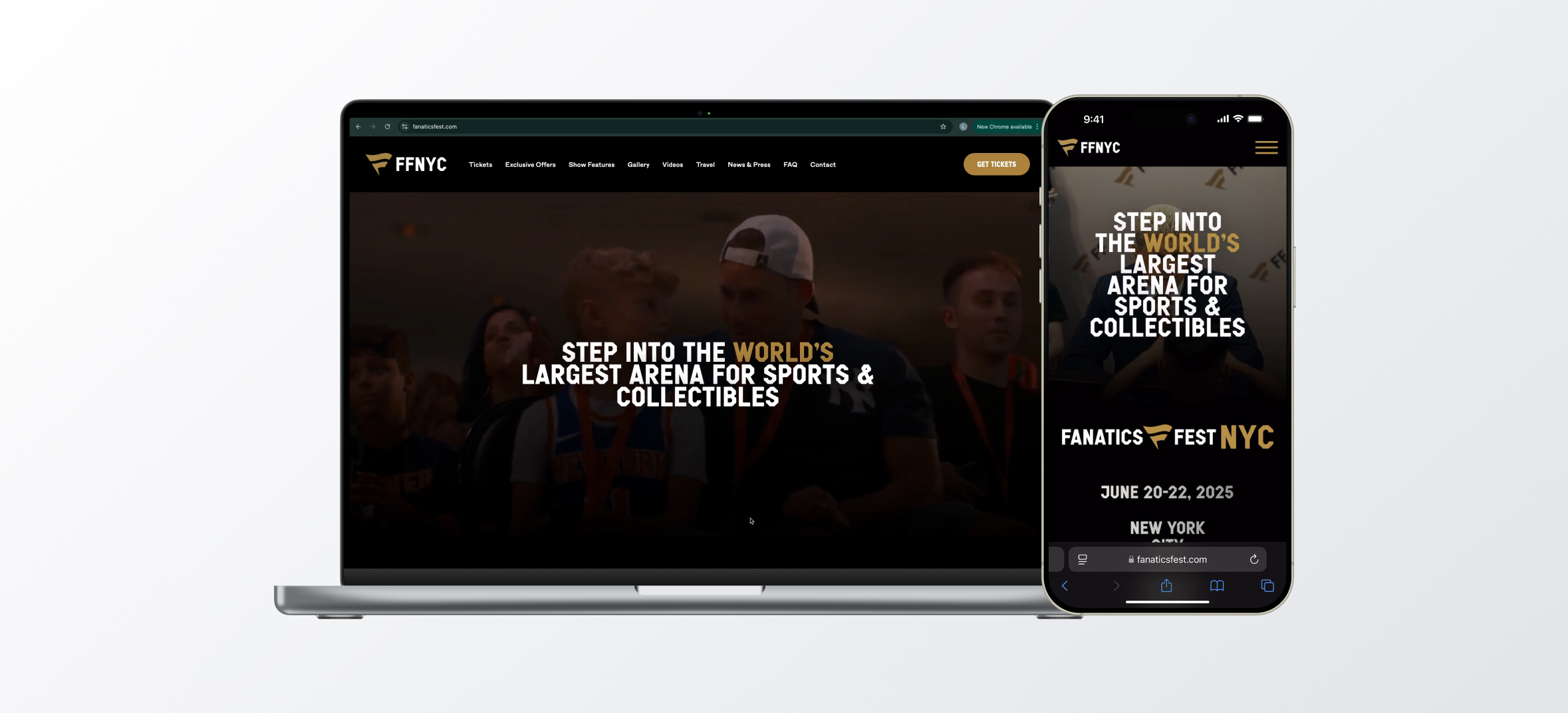 Fanatics Fest live site on desktop and mobile