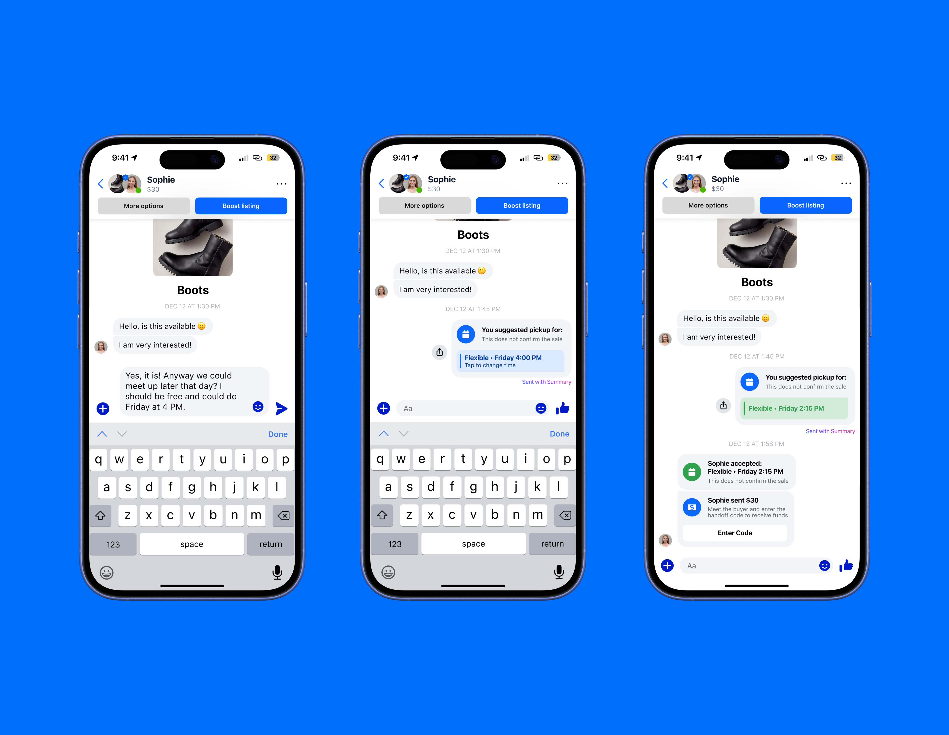 Marketplace chat phone mockup